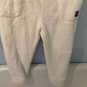 Fuzzy white sweat pants